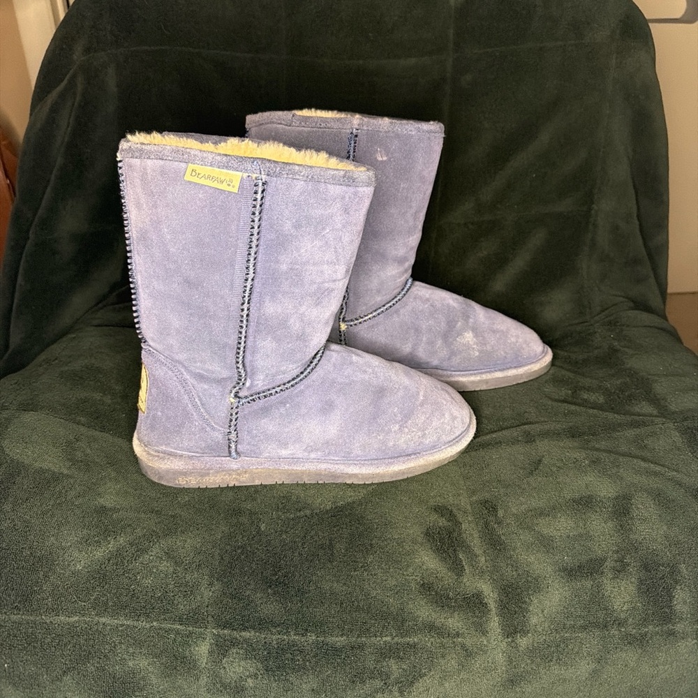 BearPaw Women's Blue Suede Shearling Boots
